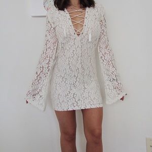 White Long Sleeve Lace Dress